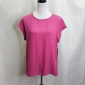 Chaus Pink Cap Sleeve Popover Blouse Size Small